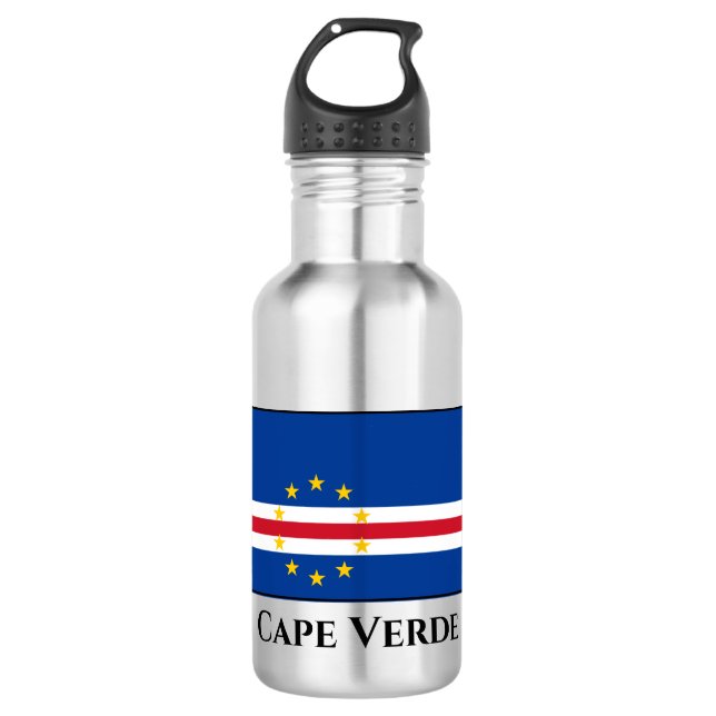 Kap-Verde-Flagge Edelstahlflasche (Vorderseite)