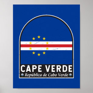 Kap Verde Flagge Emblem Distressed Vintage Poster