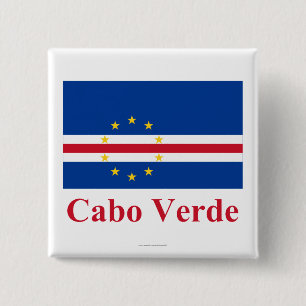Kap-Verde Flagge mit Namen auf portugiesisch Button