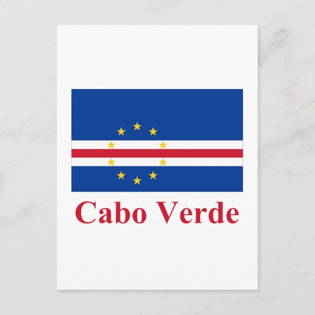 Kap-Verde-Flagge mit portugiesischem Namen Postkarte (Vorderseite)