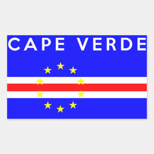 Kap-Verde Landesflaggesymbol-Namentext Rechteckiger Aufkleber