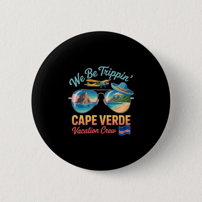 Kap Verde Urlaub Cabo Verde Flagge Stolz Verdian Button (Vorderseite)