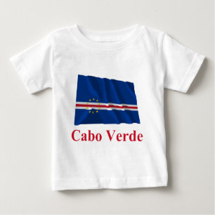 Kap-Verde wellenartig bewegende Flagge mit Namen Baby T-shirt