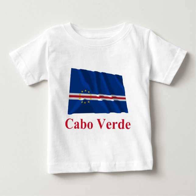 Kap-Verde wellenartig bewegende Flagge mit Namen Baby T-shirt (Vorderseite)