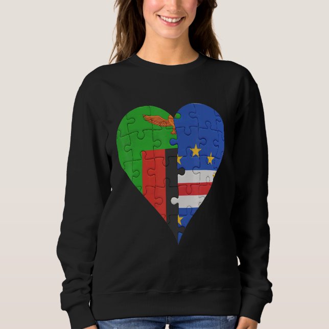 Kap-Verdische Flaggenherz Sambias Sweatshirt (Vorderseite)