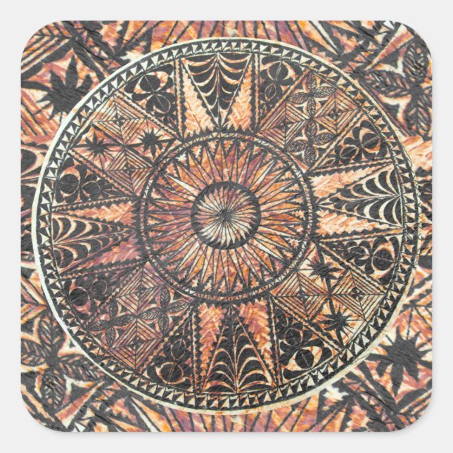 Kapa Primitive Hawaiian Tattoo Tapa Quadratischer Aufkleber (Vorderseite)