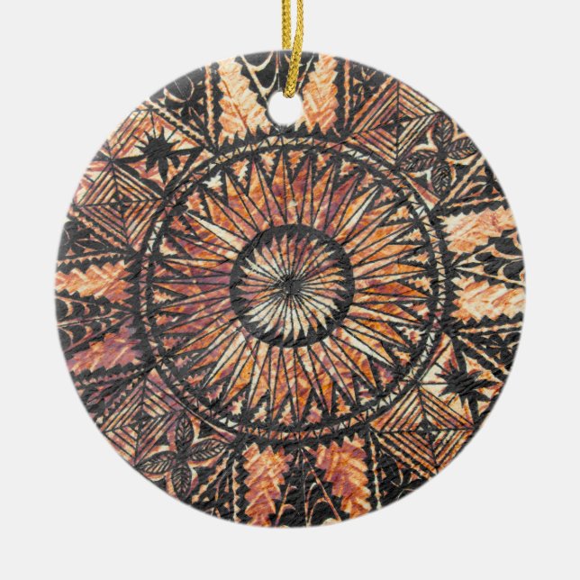 Kapa Ursprüngliches Hawaiisches Tattoo-Tapa Keramik Ornament (Vorne)