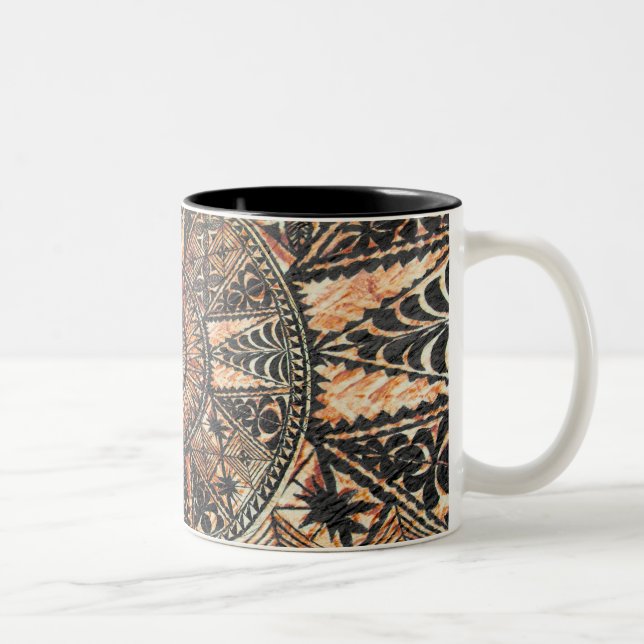 Kapa Ursprüngliches Hawaiisches Tattoo-Tapa Zweifarbige Tasse (Rechts)