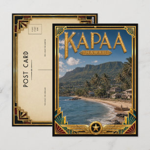 Kapaa Hawaii Vintage Art Deco Goldenes Zeitalter Postkarte
