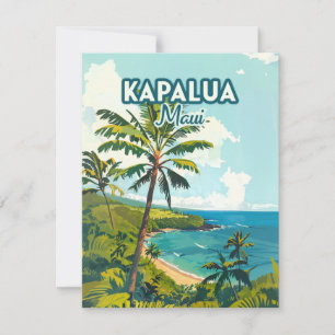 Kapalua Maui Hawaii Bay Beach Resort Retro Card