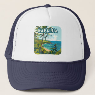 Kapalua Maui Hawaii Bay Beach Vacation Retro Truckerkappe