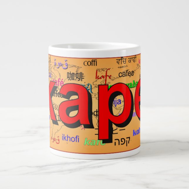 kape - Kaffee in Tagalog, rot. Karte. Jumbo-Tasse (Vorderseite)
