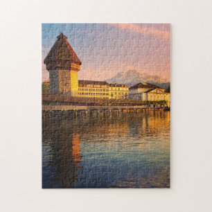 Kapellbrücke, Luzern im Abendpuzzle Puzzle