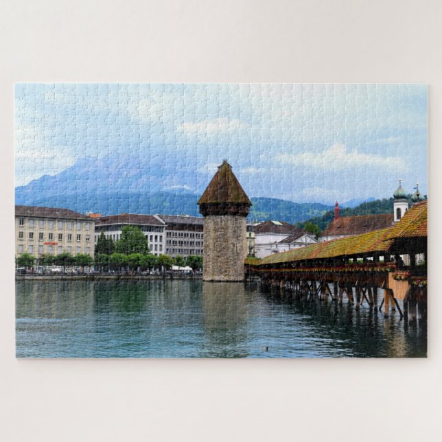 Kapellbrücke - Monte Pilatus - Luzern Schweiz Puzzle (Horizontal)