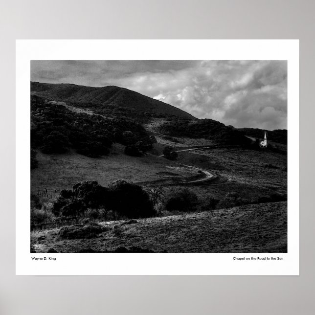 Kapelle auf dem Weg zur Sun Monochrome Card Poster (Vorne)