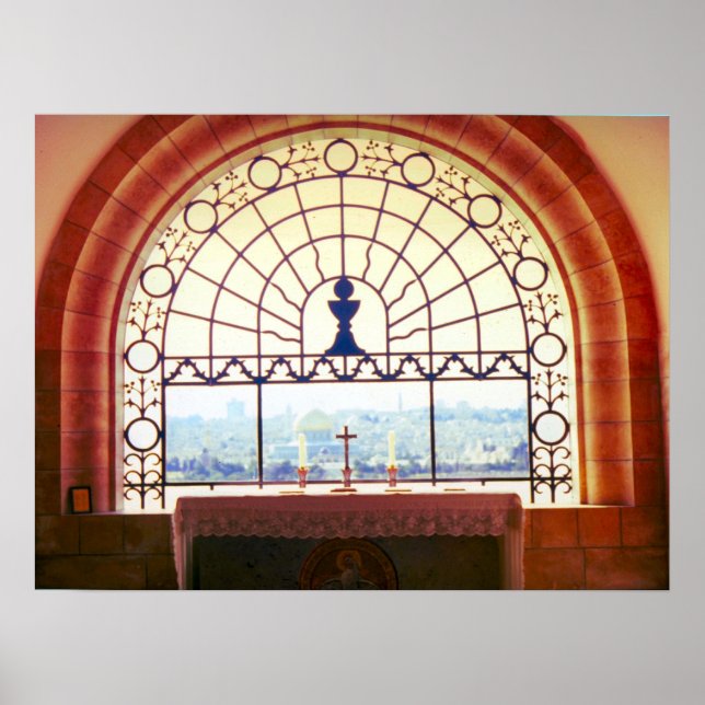 Kapelle "Dominus Flevit" in Jerusalem, Olive-Berg Poster (Vorne)