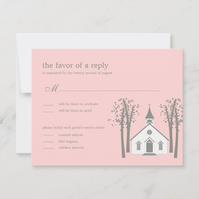 Kapelle Hochzeit RSVP / Antwortkarte (Vorderseite)