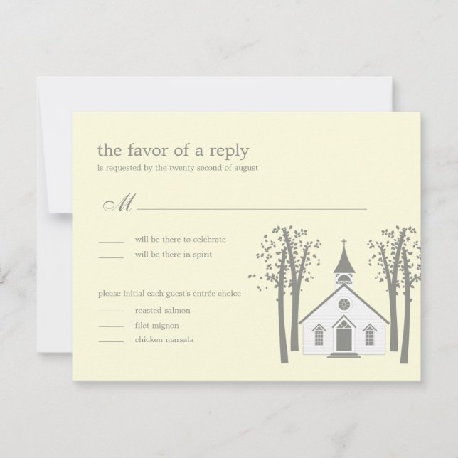 Kapelle Hochzeit RSVP / Antwortkarte (Vorderseite)