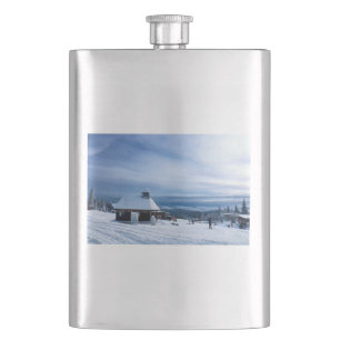 Kapelle im Alpenschnee Flachmann