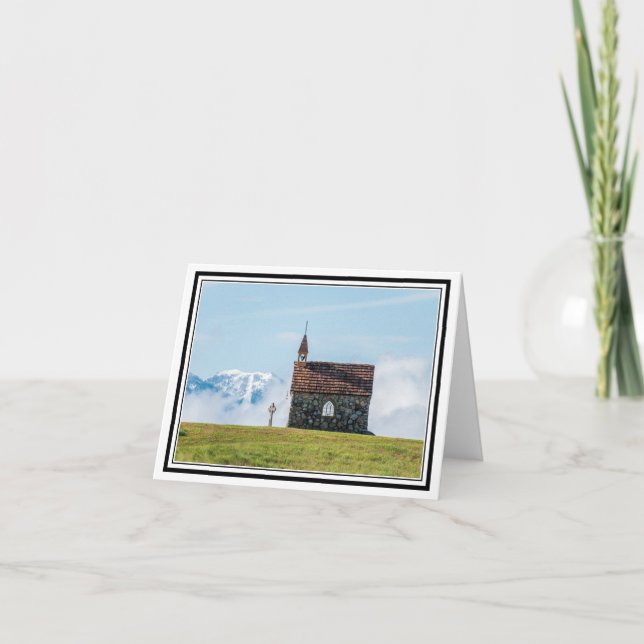 Kapelle in den Wolken Dankeskarte (Vorderseite)