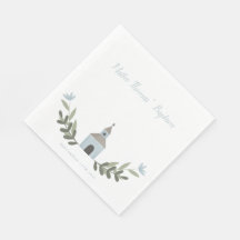 Kapelle und Blumen Blaue Servietten