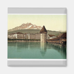 Kapellen-Brücke und Ansicht von Pilatus, Luzerne, Magnet