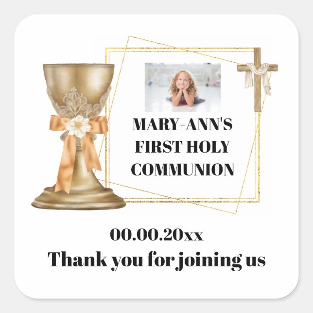 Kapellkalibrin aus Gold überquert katholischen Gol Quadratischer Aufkleber (Vorderseite)