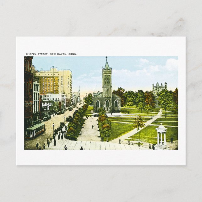 Kapellstraße, New Haven, Connecticut Feiertagspostkarte (Vorderseite)