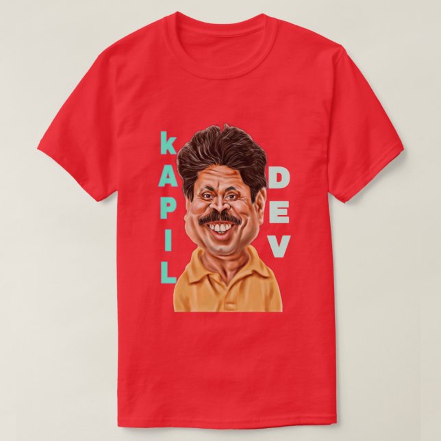kapil dev berühmter indischer Cricketspieler T-Shirt (Design vorne)