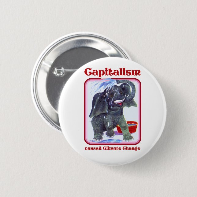 Kapitalismus verursachte den Klimawandel Button (Vorne & Hinten)