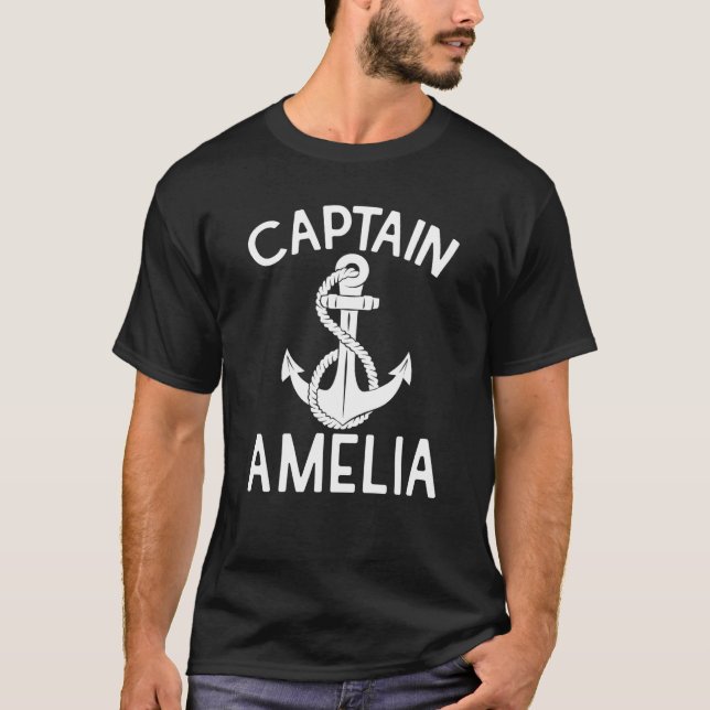 Kapitän Amelia Schiff Segelboot T-Shirt (Vorderseite)