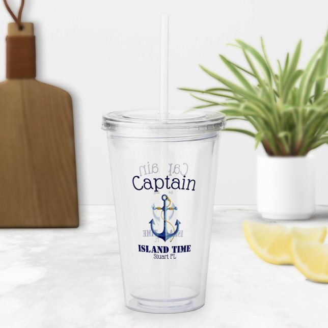 🍹 Kapitän Anchor Boot Nautical Acryltrinkbecher (🍹 Captain Anchor Boating Nautical Acrylic Tumbler
)