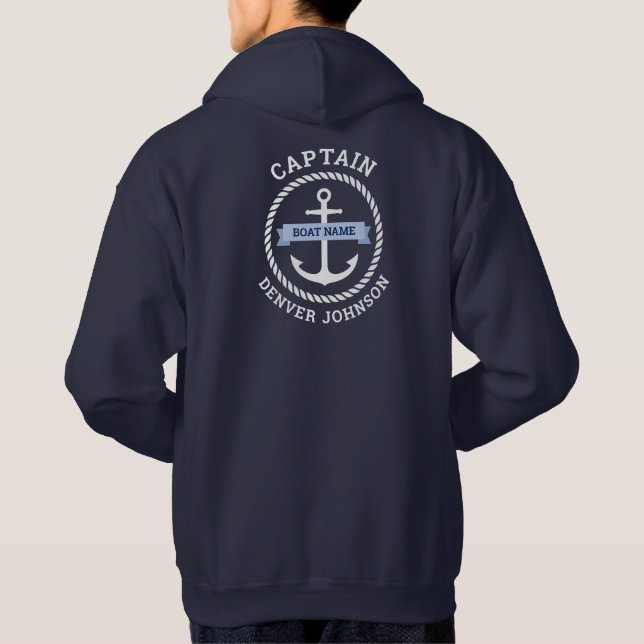 Kapitän Ankerseil Grenzschiff Name auf Banner T-S Hoodie (Rückseite)