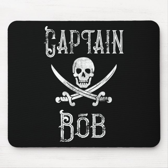 Kapitän Bob - Vintage personalisierte Piratenbootf Mousepad (Vorne)