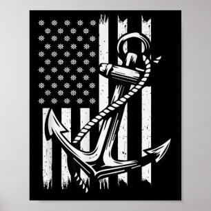 Kapitän Boot Segler Anker Vintage Nautical Segeln Poster