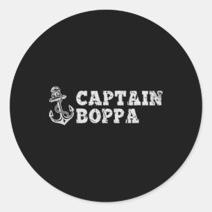 Kapitän Boppa Segelboot Vintage Boot Anker  Runder Aufkleber