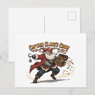 Kapitän Claus Crew Weihnachts-Pirat Feiertagspostkarte