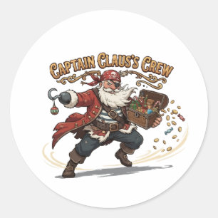 Kapitän Claus Crew Weihnachts-Pirat Runder Aufkleber
