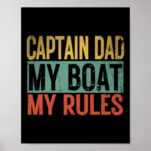 Kapitän Dad Mein Boot Meine Regeln Lustig Retro Ya Poster