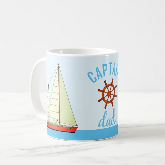 Kapitän Dad Sailboats Kaffeetasse (Vorderseite Links)