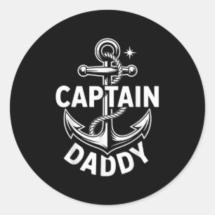 Kapitän Daddy Lustiges Nautisches Bootsfahren Vate Runder Aufkleber