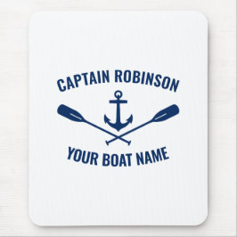 Kapitän der Anker und Name des Schiffes blau Mousepad
