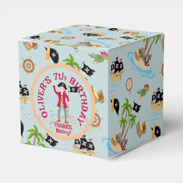 Kapitän der Piratenschiff-Geburtstagspartei Geschenkschachtel (Vorderseite)
