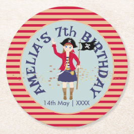 Kapitän der Piratenschiff-Geburtstagspartei Runder Pappuntersetzer