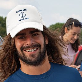 Kapitän des Ankerschiffs Name oder Schiffsname hin Truckerkappe