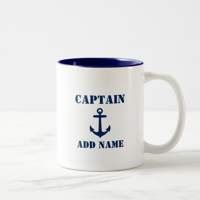 Kapitän des blauen Anchors Name oder Schiffsname h Zweifarbige Tasse (Rechts)