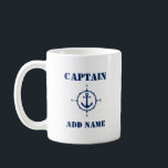 Kapitän des Blue Compass Anchors Name oder Schiffs Kaffeetasse<br><div class="desc">Blue Compass Anchor Kapitän Name oder Name des Bootes Coffee Tasse</div>