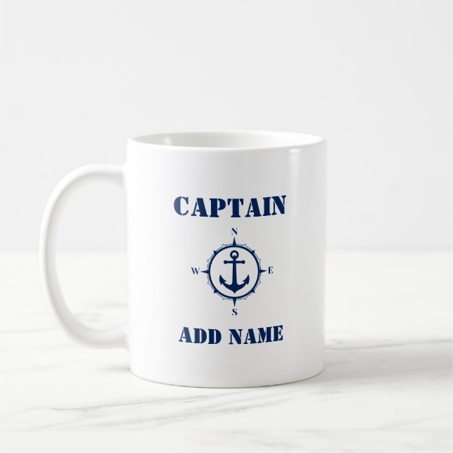 Kapitän des Blue Compass Anchors Name oder Schiffs Kaffeetasse (Links)