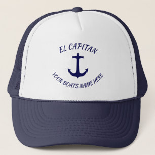 Kapitän El Capitan Blue Anchor mit Bootsname Truckerkappe