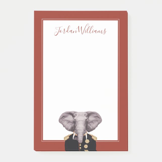 Kapitän Elephant | addieren Ihren Namen Post-it Klebezettel (Vorderseite)